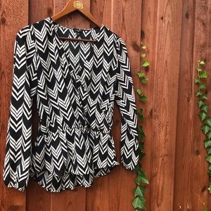 Ann Taylor | PETITE | Peplum Wrap Front | Chevron